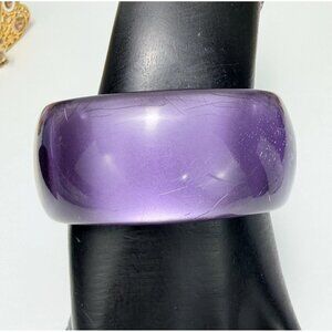 Vintage Purple Clear And Gray Lucite Clamper Bracelet Hinged Wide Bangle 7”